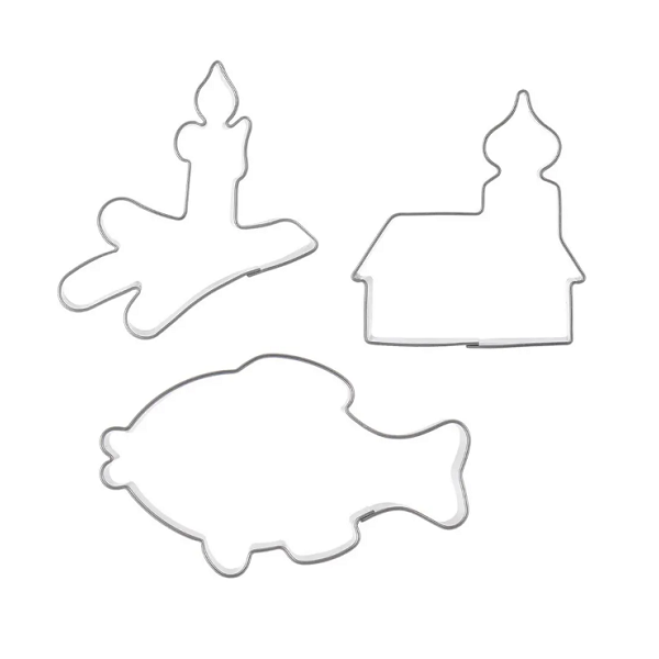 Vykrajovačka Vianočná sada 3 ks - rybka, kostol, sviečka