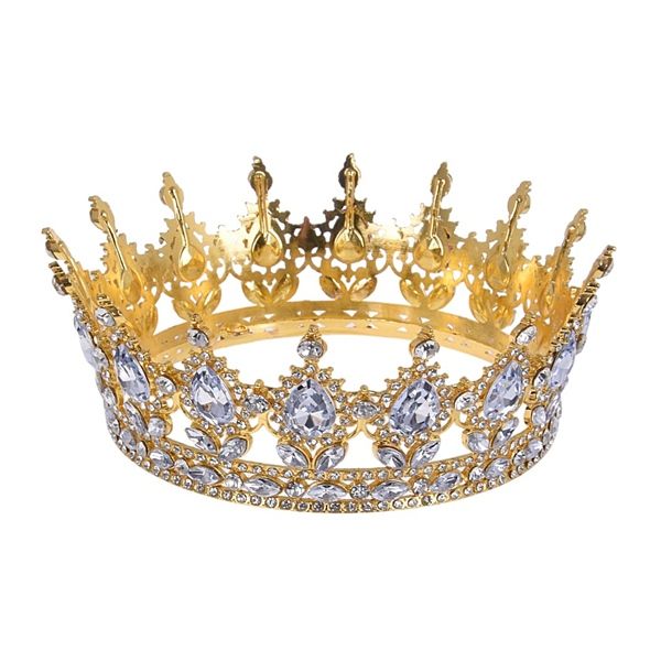 Korunka zlatá XL s kryštálikmi 15 cm