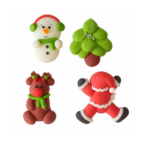 Figures snowman, reindeer, Santa, tree 4 pcs