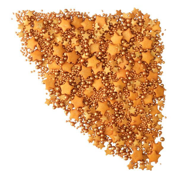 Streusel in Sternen- und Kugelform, goldfarben, 20 g
