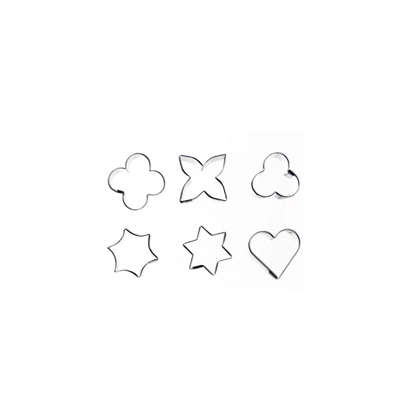 Mini stainless steel cookie cutter mix of shapes 6 pcs