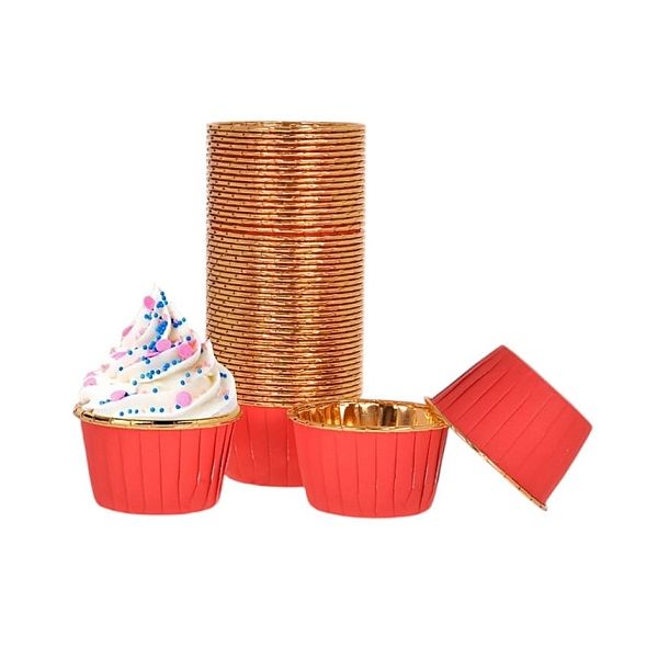 Red and gold paper cups 48 pcs