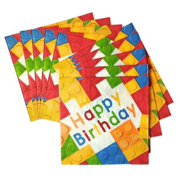 Ubrousky kostky s nápisem Happy Birthday 10 ks