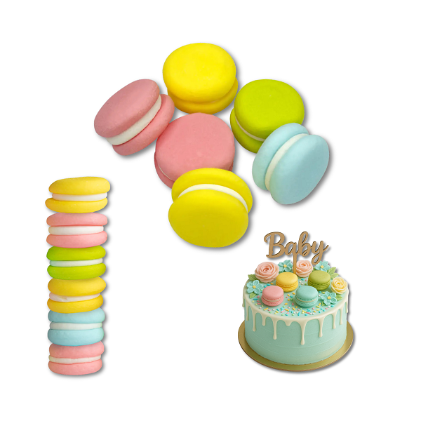 Pastellfarbene Zuckermakronen, 6 Stück