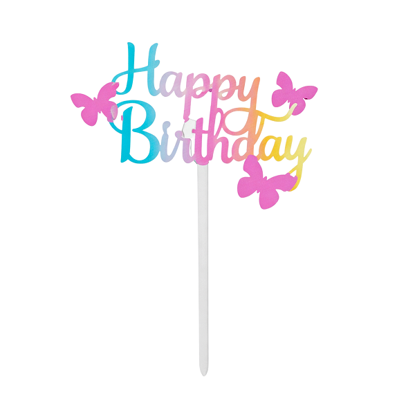 Embroidery - Happy BIrthday butterflies colored