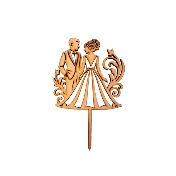 Zápich Svatební pár s dekorací dřevo