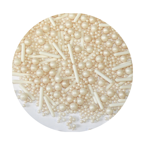 Sprinkles sticks, pearl white balls 25g