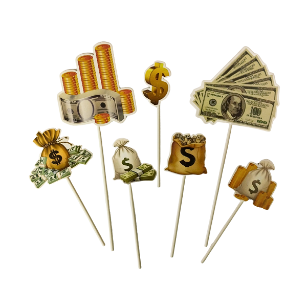 Zápich bankovky, mince 7 ks