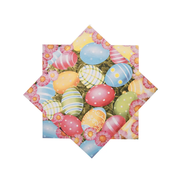Paper napkins – colorful Easter eggs and daisies