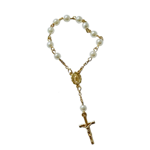 Fehér és arany rózsafüzér