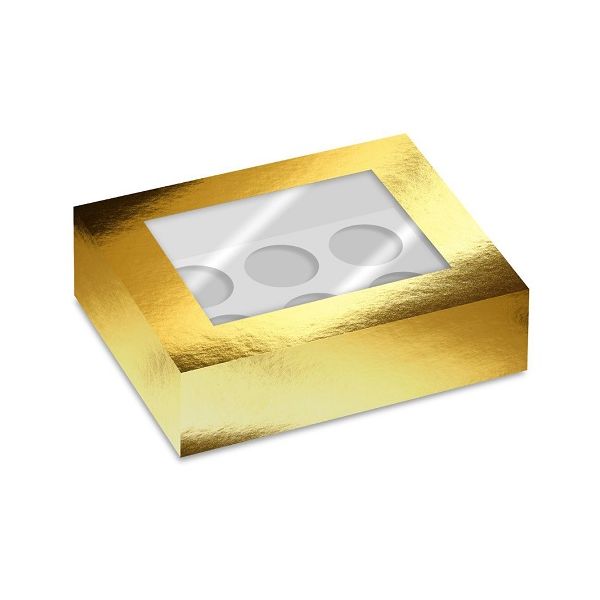 Krabička na 6 ks muffinů zlatá - 2 ks