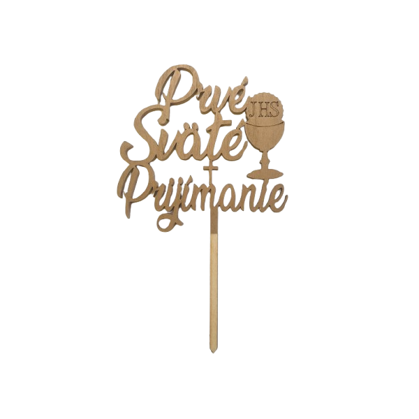 First Holy Communion with IHS chalice, wood, gold color