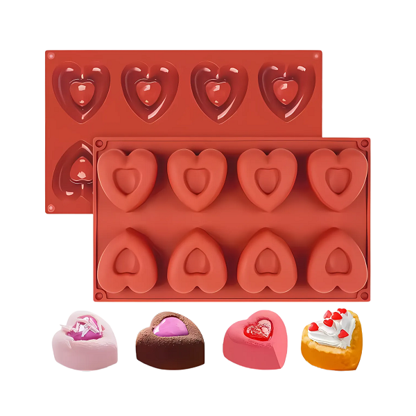Forma silikon srdce se středem 8 ks