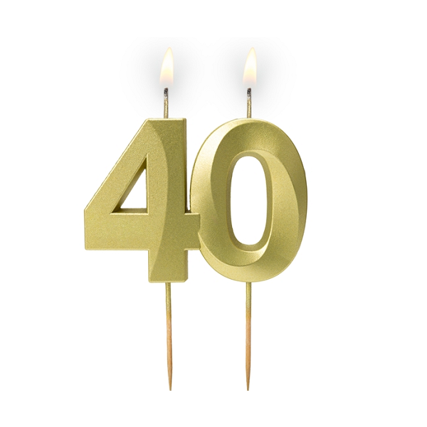 Sviečka na tortu č. 40 saténovo-zlatá