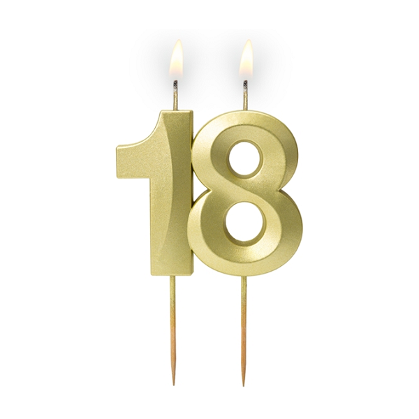 Sviečka na tortu č. 18 saténovo-zlatá