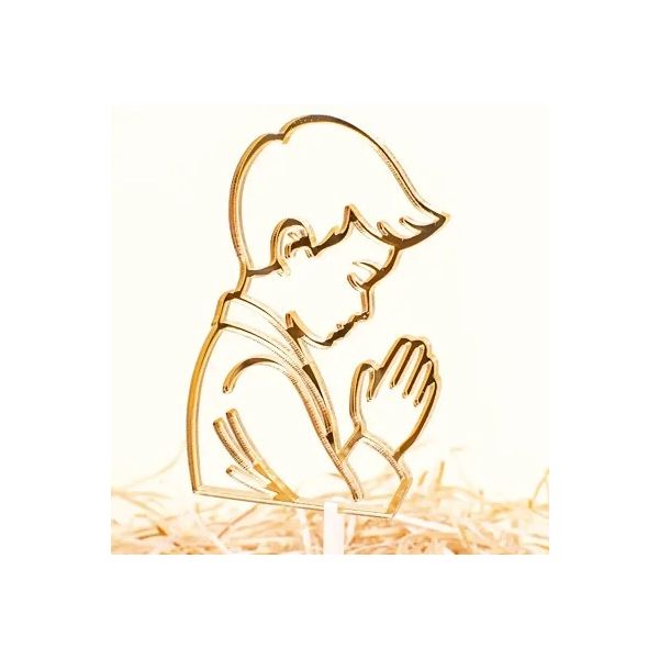 Zápich prijímanie zlatý akryl - chlapec