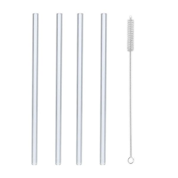 Gerader Strohhalm, 4 Stück mit Bürste