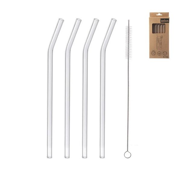 4 darabos hajlított szívószál kefével