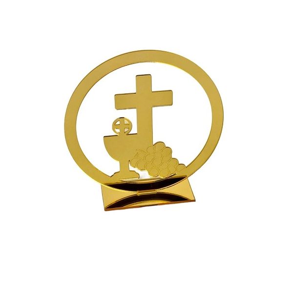 Communion decorations - cross, chalice, grapes in a circle, gold color