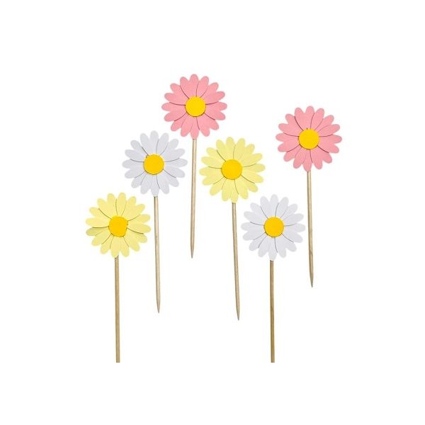 Die cut flowers mixed colors paper 6 pcs