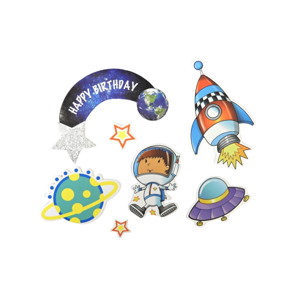 Kostki kosmiczne - astronauta, rakieta 7 szt.