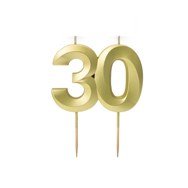 Sviečka na tortu č. 30 saténovo-zlatá