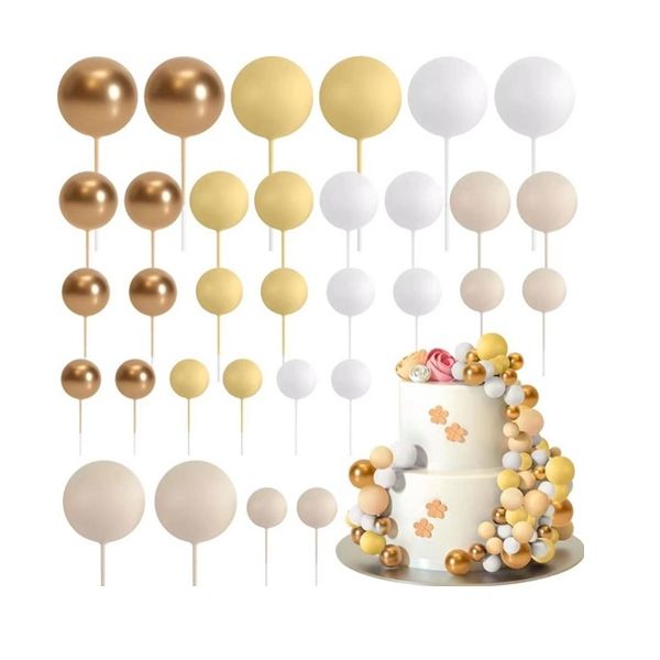 Perlenkette in Gelb-Beige-Weiß-Gold, 32 Stück