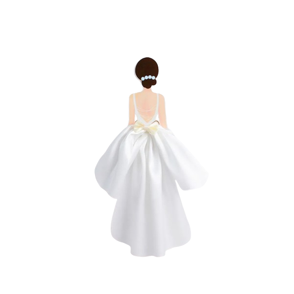 Bride in white dress paper cut