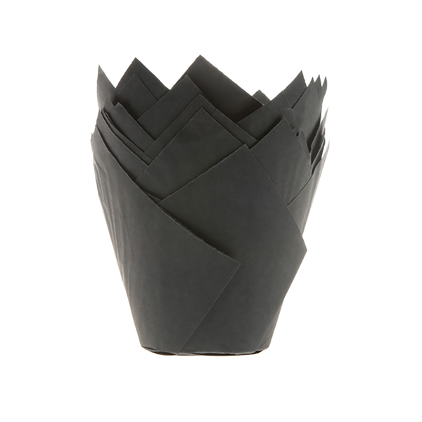 Košíčky tulipánové-čierne 36ks