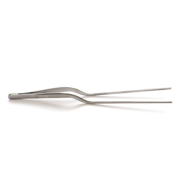 Rozsdamentes acél ívelt csipesz 21 cm