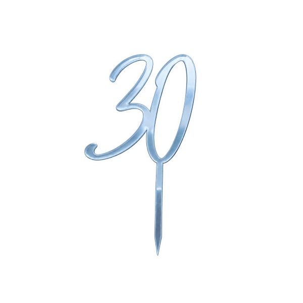 Zápich strieborný zrkadlový číslo 30 akryl