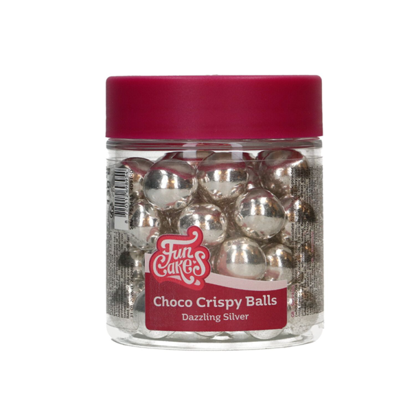 FunCakes Chrumkavé čokoládové guľôčky Metalická strieborná 130 g