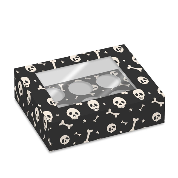 Krabičky na 6 cupcakes „Halloween – Kostra“, balenie 2 ks