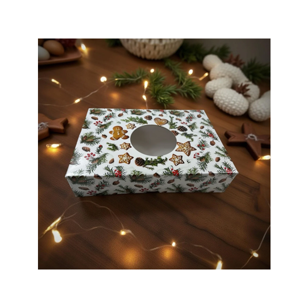 Krabička na zákusky vianočný dekor 22x15x5 cm