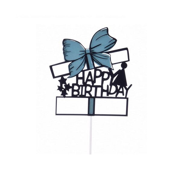 Zápich - Happy Birthday modrá mašľa