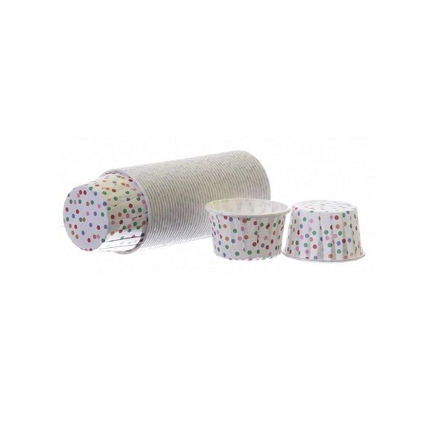 White paper cups with colored dots 48 pcs