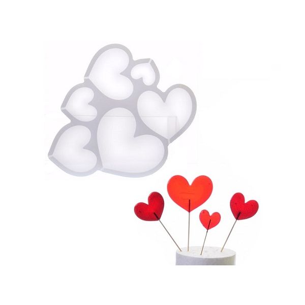 Mold silicone lollipop heart 6 sizes