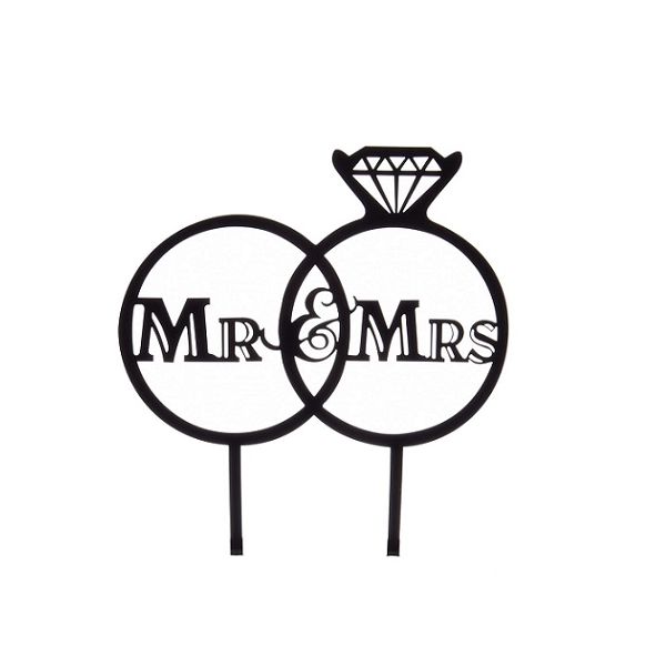 Zápich - prstene Mr a Mrs čierny akryl