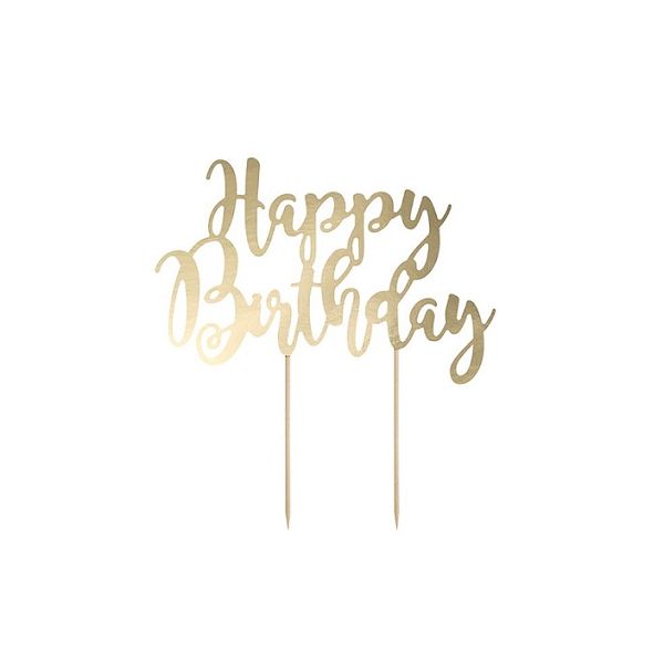 Zápich - Happy Birthday papír zlatý