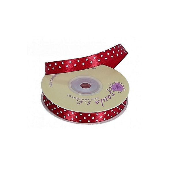 Satin ribbon mix of colors with dots 2.5 cm