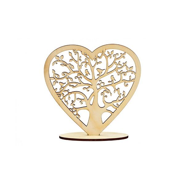 A wooden heart on a pedestal