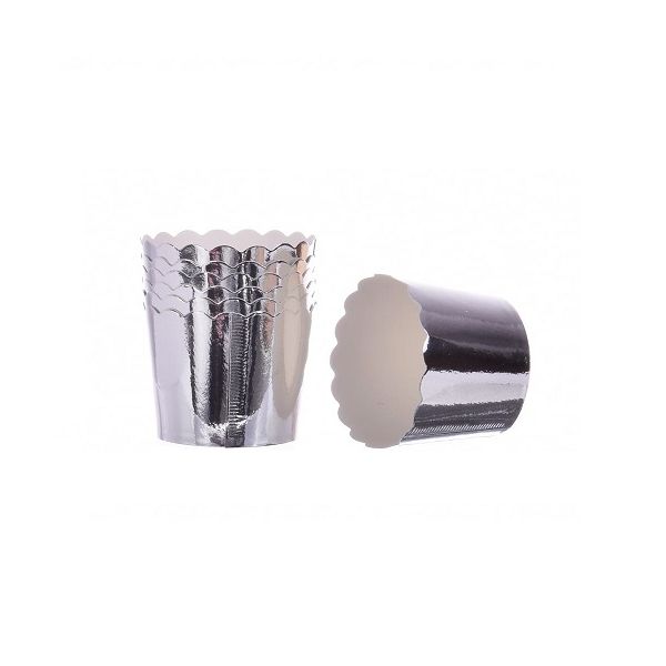 Cups silver decorative edge 50 pcs