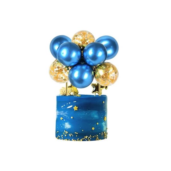 Domborítás - kék és arany léggömbök konfettivel