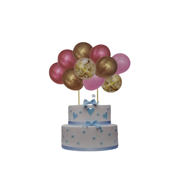 Zápich - balóny ružovo-zlaté + konfety
