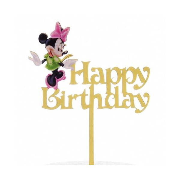 Zápich - Happy Birthday Minnie zlatý akryl
