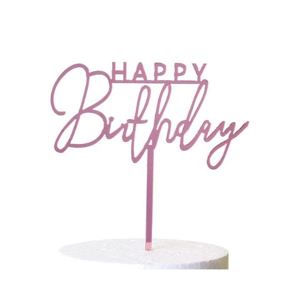 Engraving - Happy Birthday pink acrylic mirror