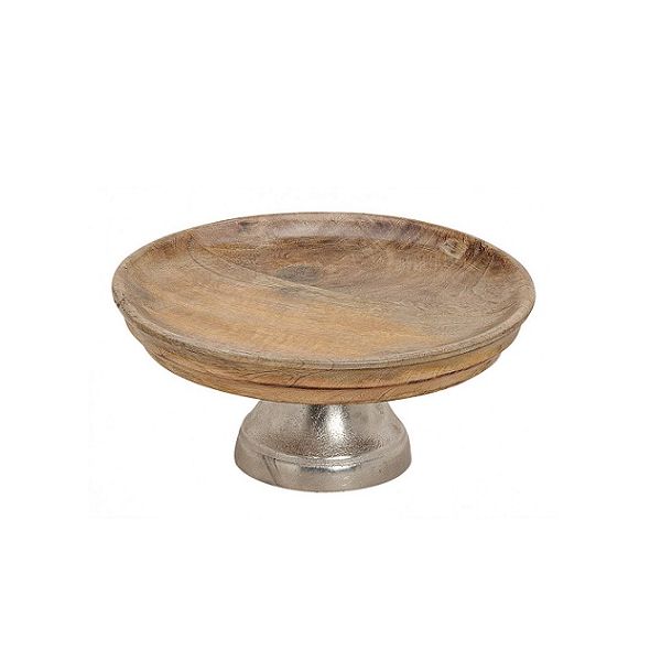 Wooden bowl with a metal leg