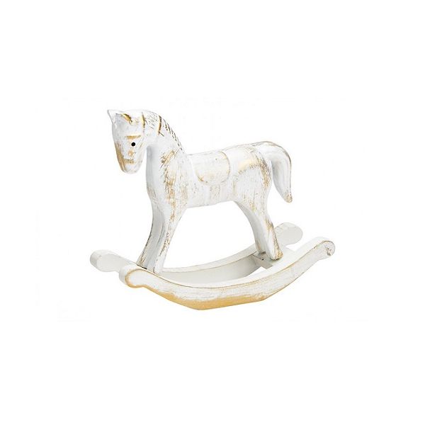 Hojdací koník bielo-zlatý