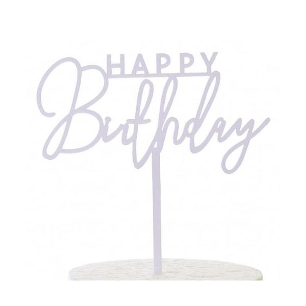 Engraving - Happy Birthday, white acrylic