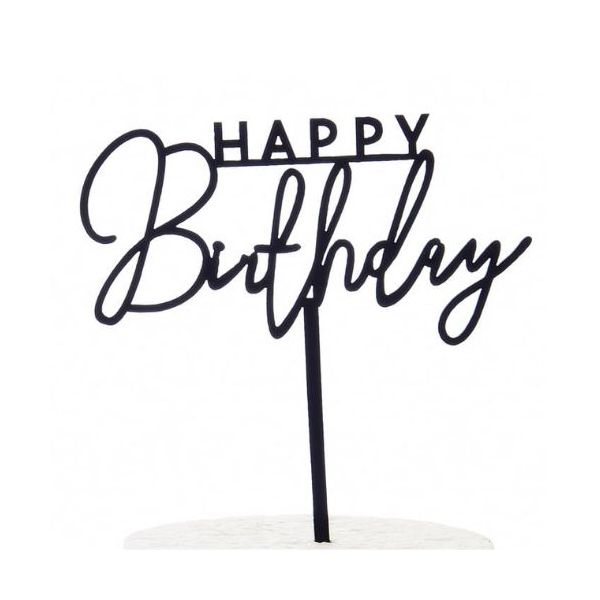 Zápich - Happy Birthday, černý akryl